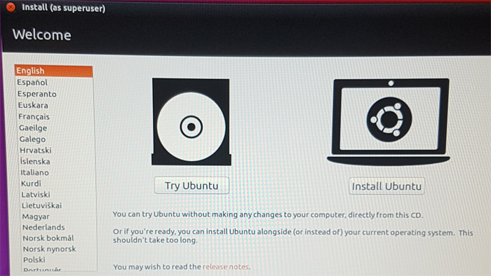 ubuntu linux live dvd usb stick hdd festplatte formatieren gparted auswahl