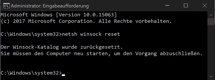 windows 10 netzwerk-verbindung fehler beheben winsock reset