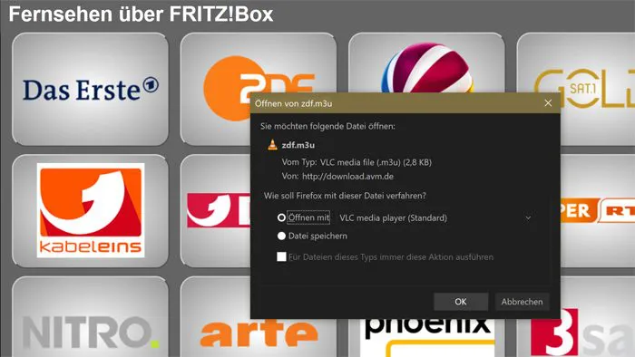 ip-tv fernsehen fritzbox handy smartphone pc tablet vlc player stream