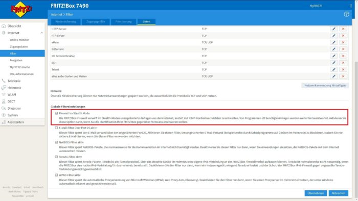 fritzbox sicherheit verbessern einstellungen erhöhen heimnetz netzwerk wlan