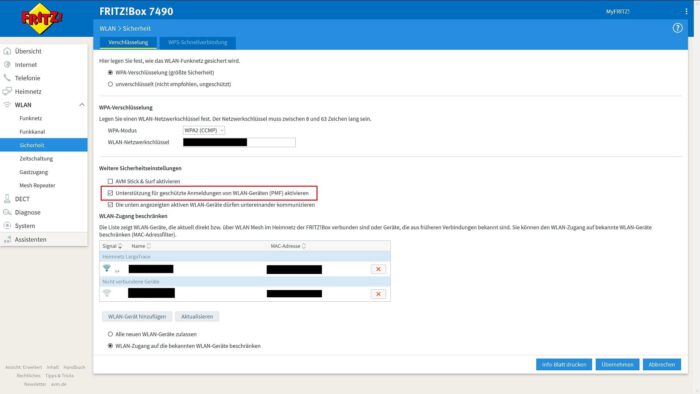 fritzbox sicherheit verbessern einstellungen erhöhen heimnetz netzwerk wlan