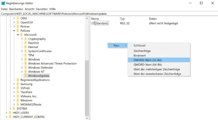 windows 10 funktionsupdates aussetzen stoppen verhindern version 2004 registry hack