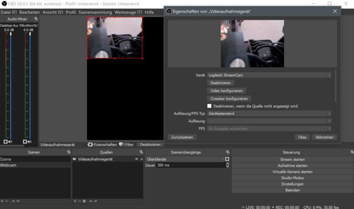 stream cam ohne treiber oder software obs studio