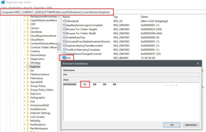 verknüpfung mit windows 10 automatisch abstellen abschalten entfernen stoppen regedit