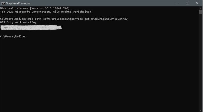 windows 10 lizenz key schlüssel cmd befehl auslesen anzeigen klartext einblenden