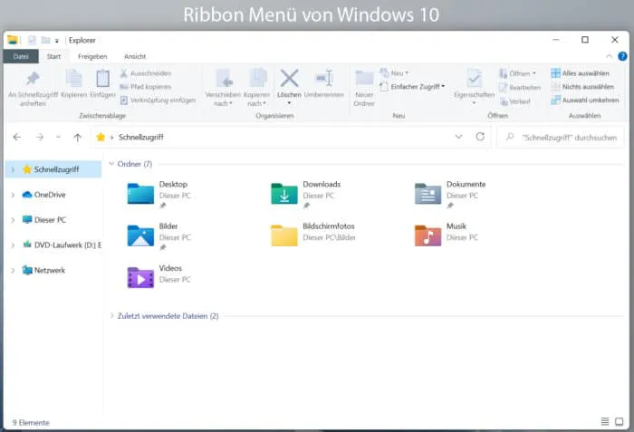 ribbon menü im datei-explorer windows 11 aktivieren einschalten umstellen windows 10