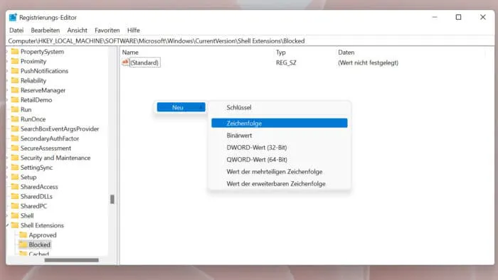 Änderung in der Registry von Windows 11