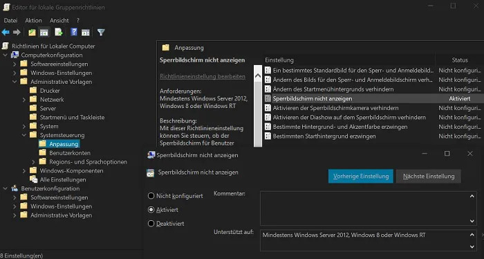 windows 10 sperrbildschirm creators anniversary update entfernen deaktivieren gruppenrichlinien