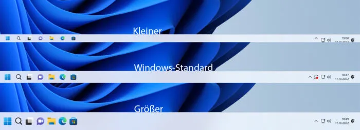 windows 11 icons in der taskleiste gross klein aendern