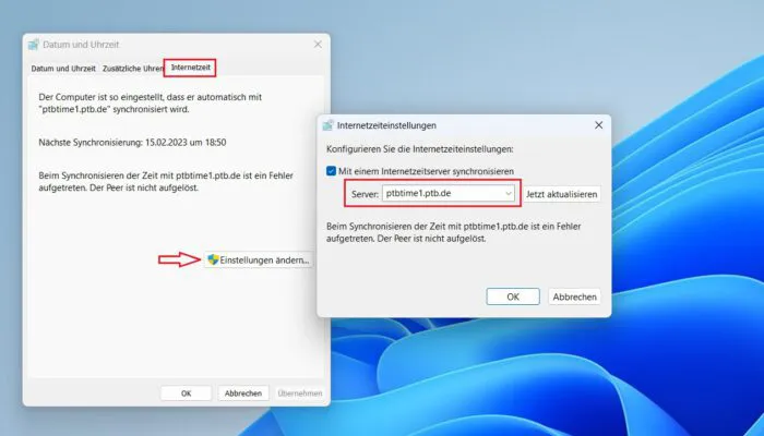 uhrzeit und datum windows 11 server deutsch umstellen zeitserver
