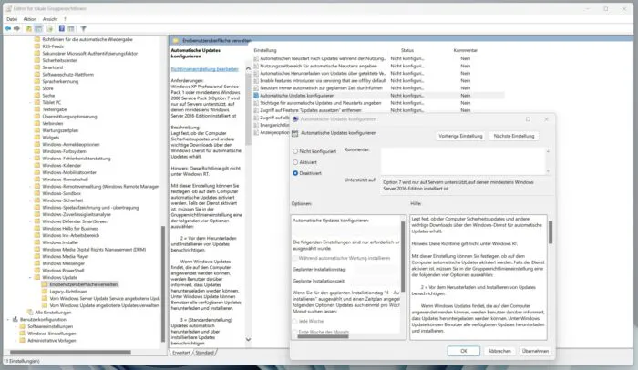 windows 11 update Gruppenrichtlinien deaktivieren stoppen
