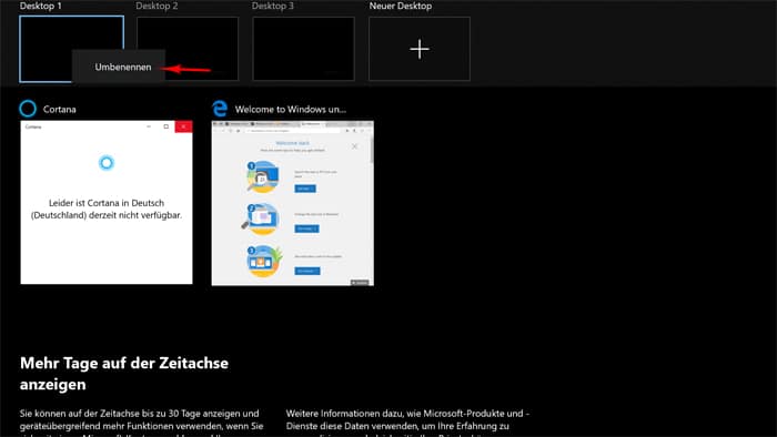 Virtueller Desktop umbenennen
