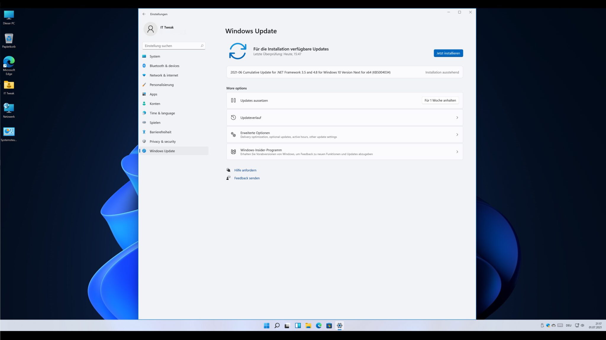 Windows 11 Bilder aus der ersten InsiderVersion 22000 ittweak