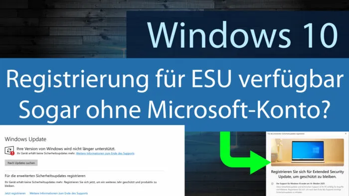 windows 10 esu verfügbar ohne Microsoft Konto